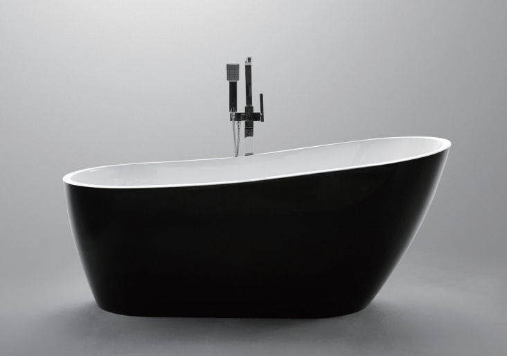 Black color acrylic free standing bathtub 6522