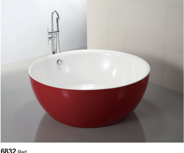 Red color acrylic floor stand bathtub 6832