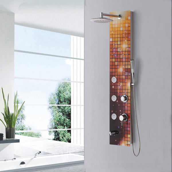 Golden color tile design bath shower panel SP-G35