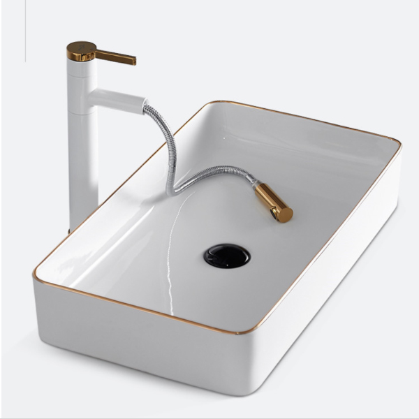 Ceramic bathroom sink Golden color 8136