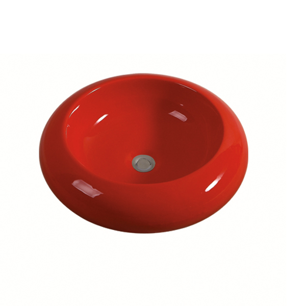 Red color round sharp ceramic wash basin WB-18