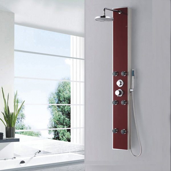 Red glass shower panel shower column SP-G12