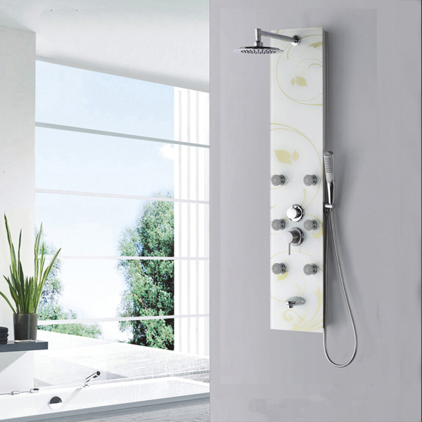 Width flower glass shower panel SP-G25