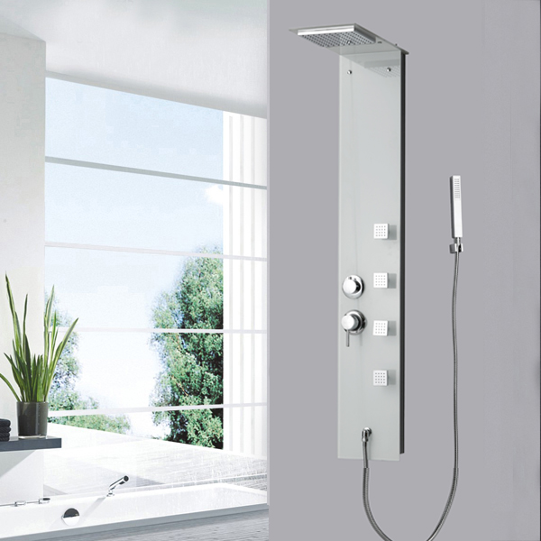 White glass shower column SP-G45