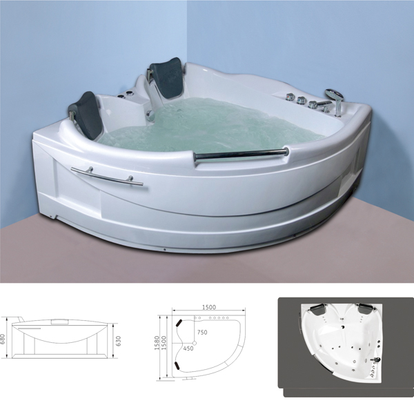 Two person hydro massage bathtub MB-604