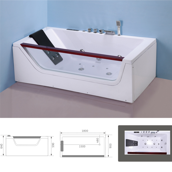 Wood frame whirlpoor bathtub MB-618