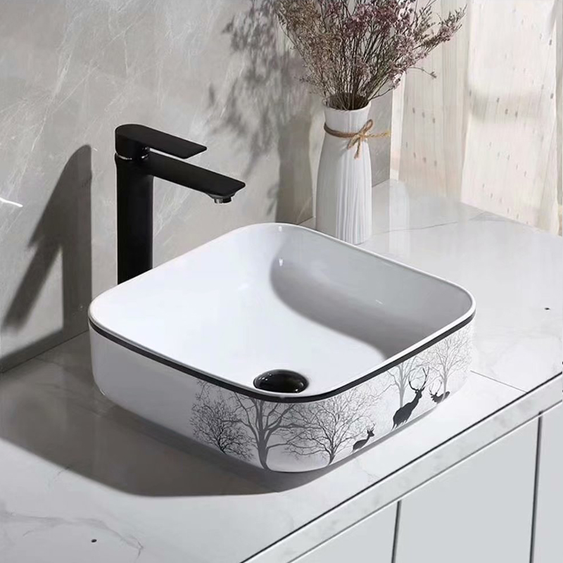 Square bathroom sink ceramic 8122