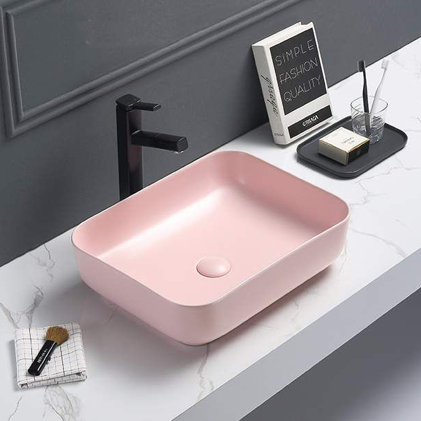 Pink color wash basin 8256