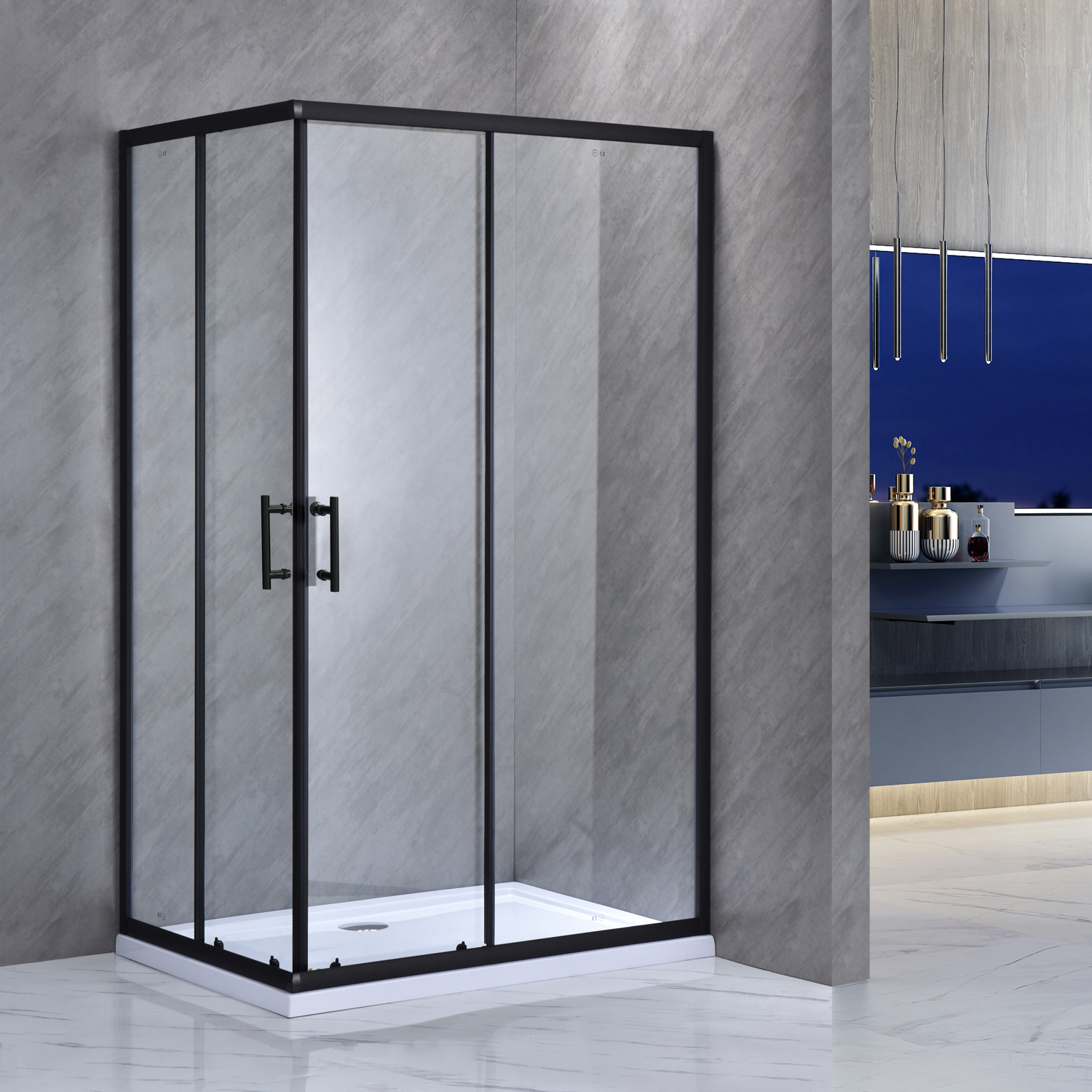 Black aluminum shower enclosure SE-107