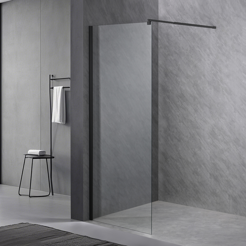 Black walk-in glass shower door SE-2101B