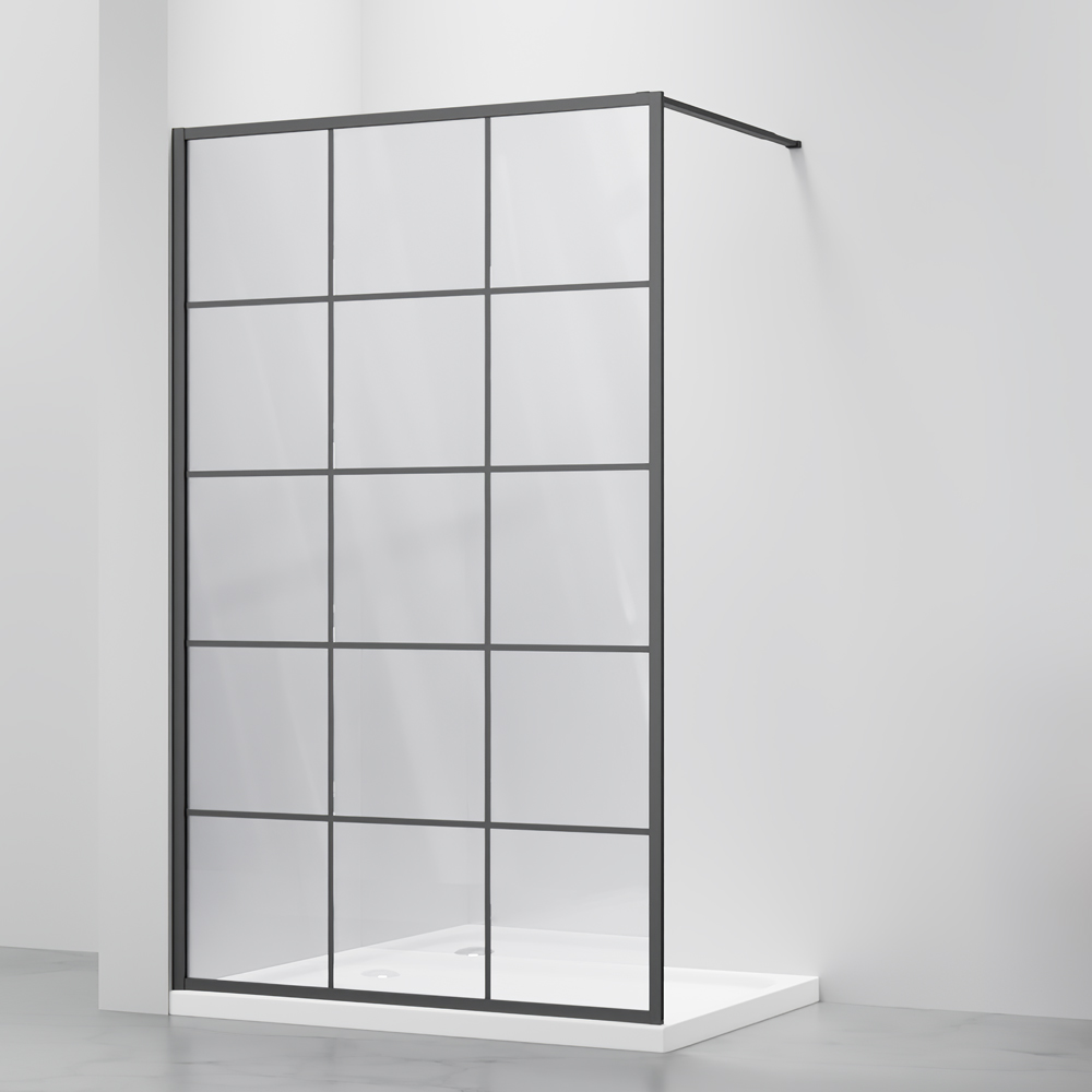 Black print strip walk in shower glass SE-2103
