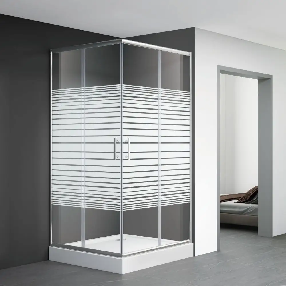 Strip printed glass shower cabin SE-2441